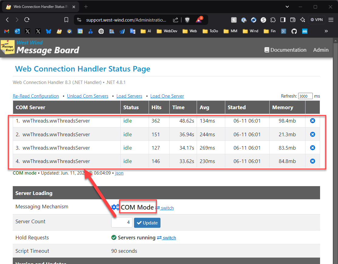 Web Connection Server Admin